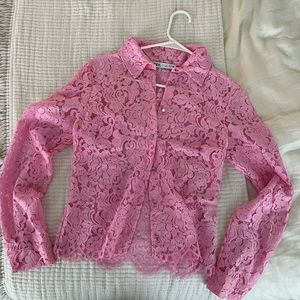 Zara pink lace blouse